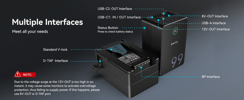 Smallrig vb99 pro mini v montagem bateria 99wh 6800mah pd 100w USB-C carregament