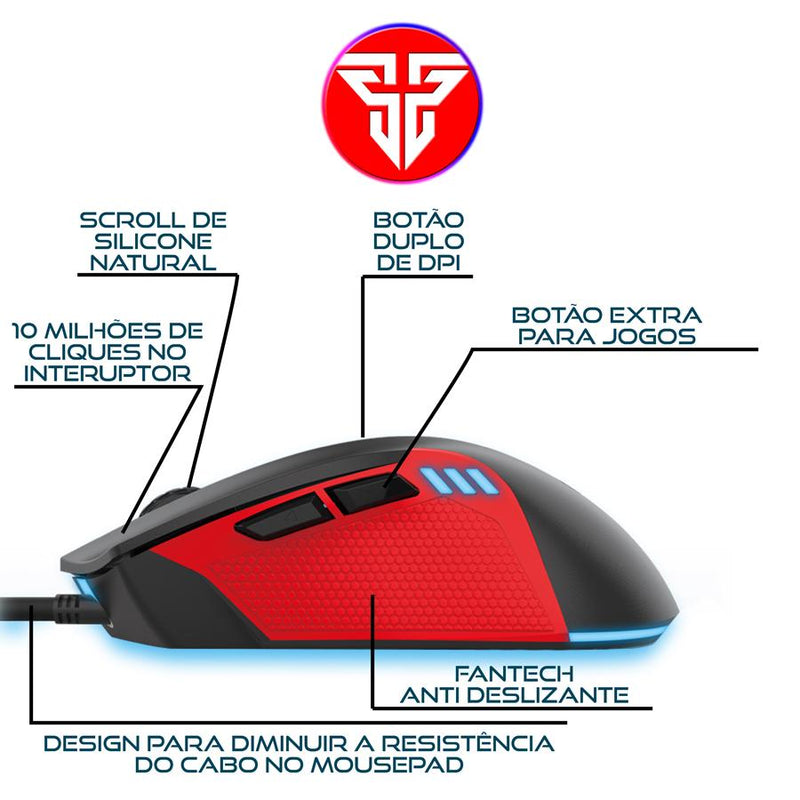 Mouse para Jogos Macro RGB Fantech Phantom X15 7 Botôes