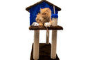 Casinha de Gato com Arranhador Sustentável Luppet Azul e Marrom