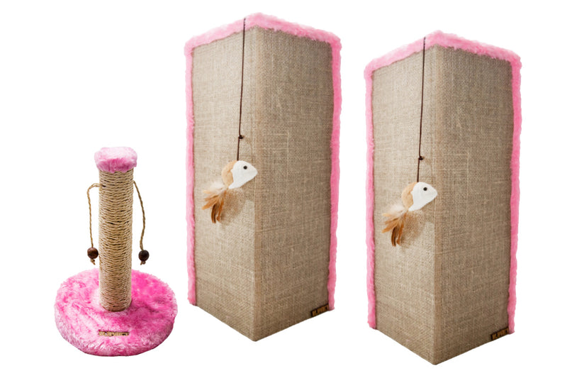 Kit 2 Arranhadores Canto de Sofá e Arranhador Bolinha Para Gatos Sustentável L