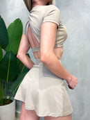 Conjunto Fitness em Polimida Cropped e Shorts Saia Amanda Ref. 1610